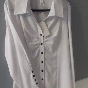 White shirt with black buttons